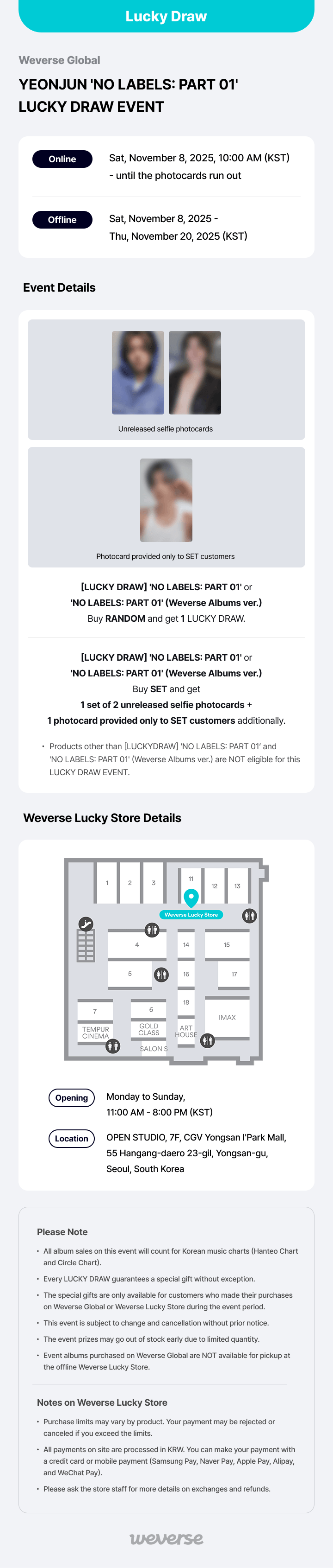[PRE-ORDER] YEONJUN (TXT) - NO LABELS: PART 01 (3EA/Set) (Weverse / LUCKYDRAW)