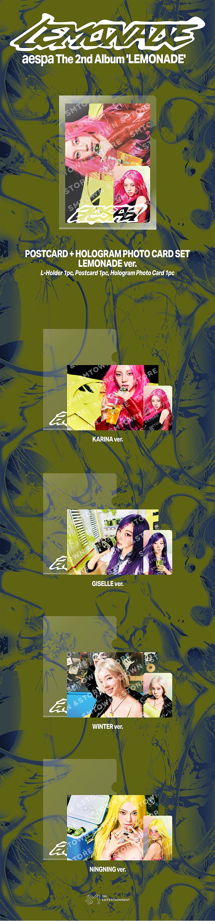 AESPA - POSTCARD + HOLOGRAM PHOTO CARD SET (LEMONADE) [LEMONADE MD]