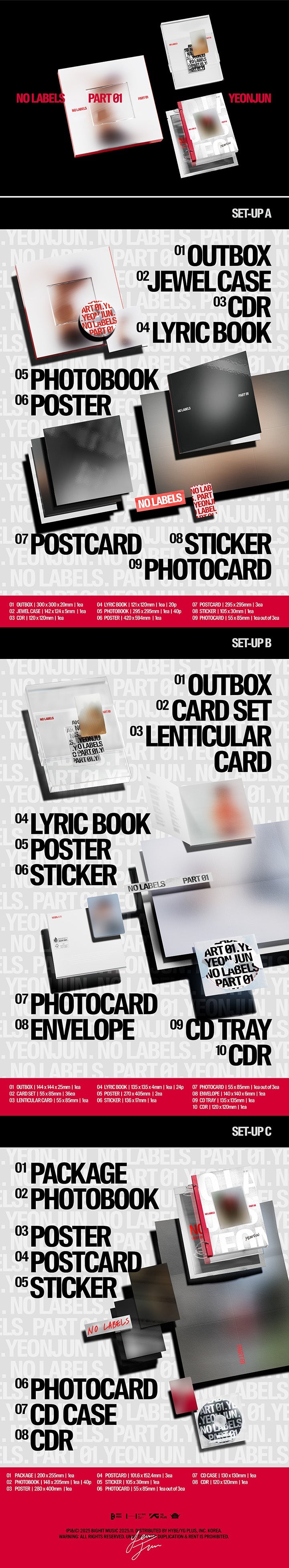 [PRE-ORDER] YEONJUN (TXT) - NO LABELS: PART 01 (3EA/Set) (Weverse / LUCKYDRAW)