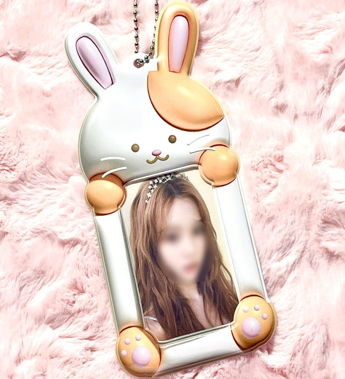 Soft Spotted Yellow Rabbit Photocard Holder Keyring