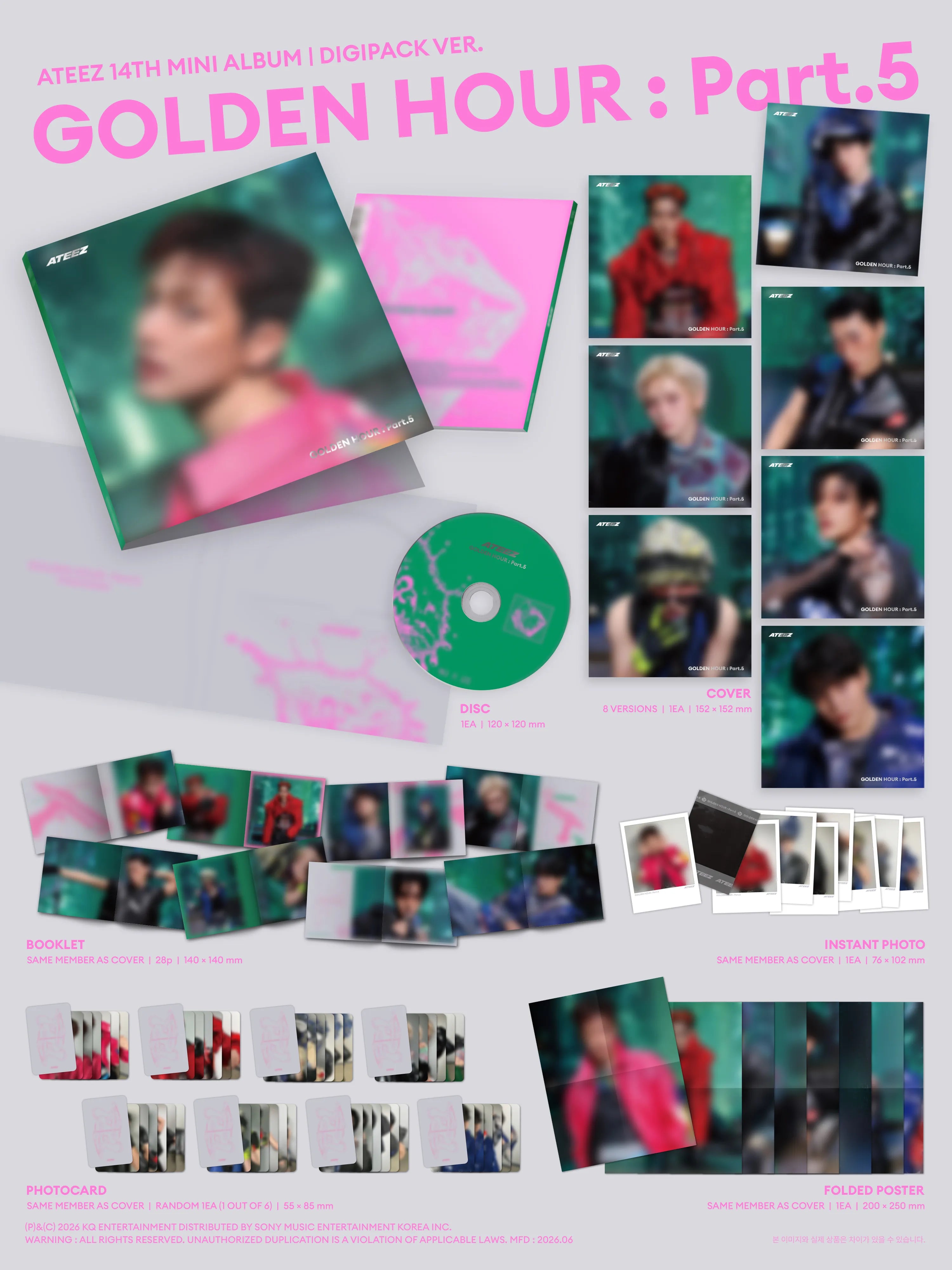 ATEEZ - 14TH MINI ALBUM [GOLDEN HOUR : Part.5] (DIGIPACK Ver.) - HELLOLIVE POB