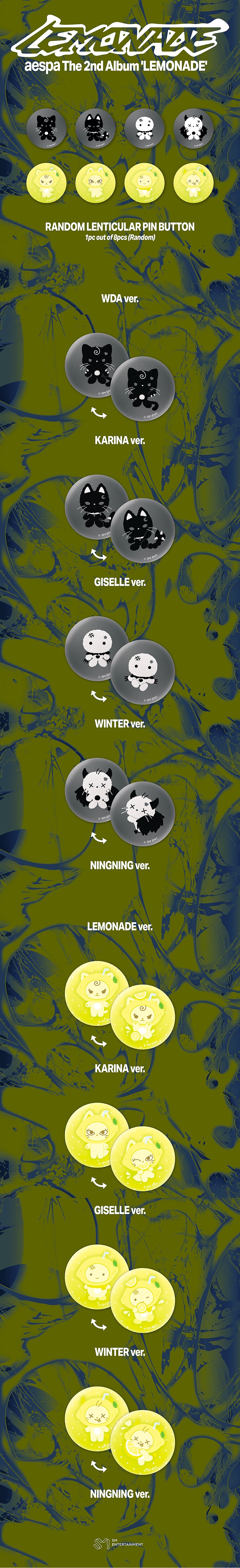 AESPA - RANDOM LENTICULAR PIN BUTTON  [LEMONADE MD]
