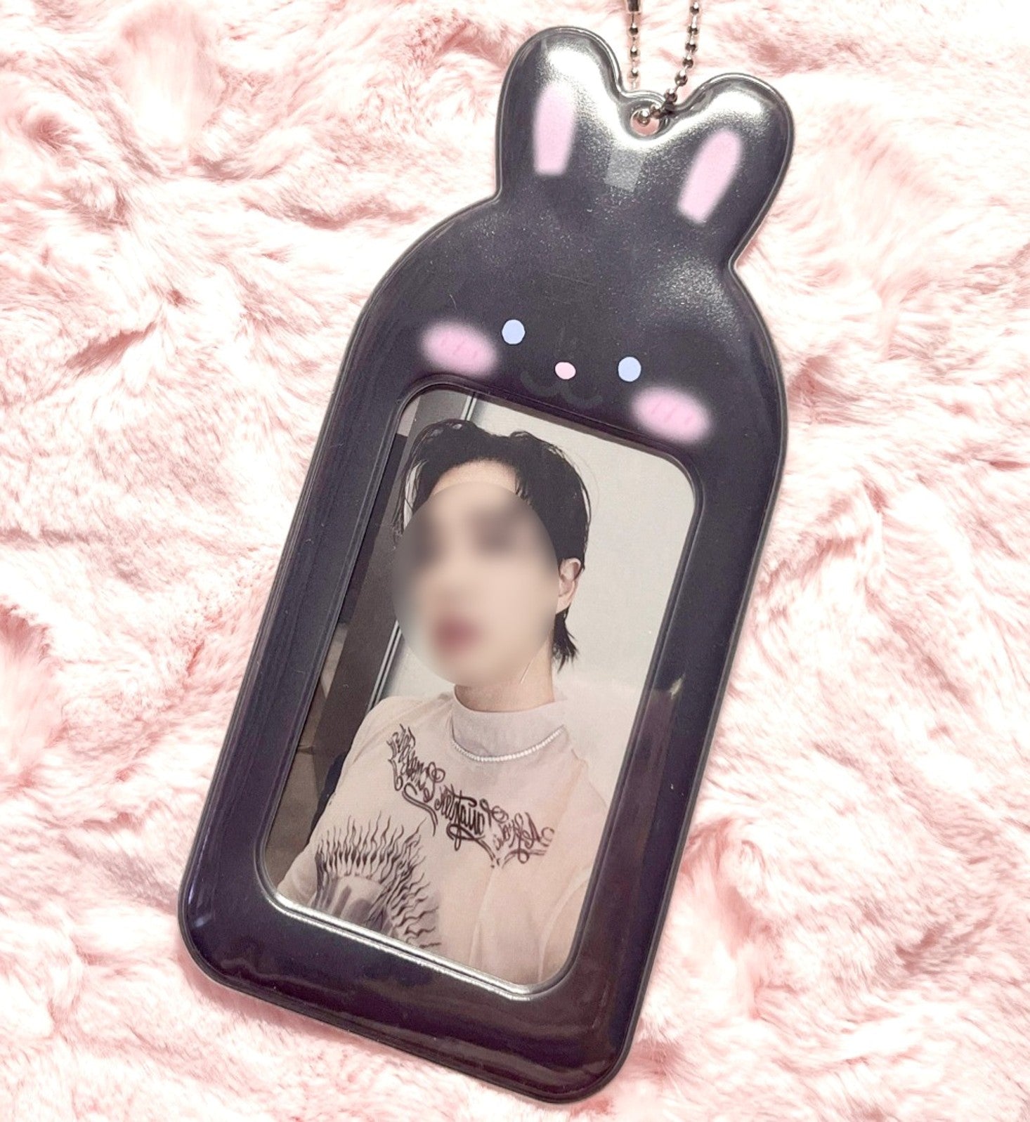 Jelly Black Rabbit Photocard Holder Keyring