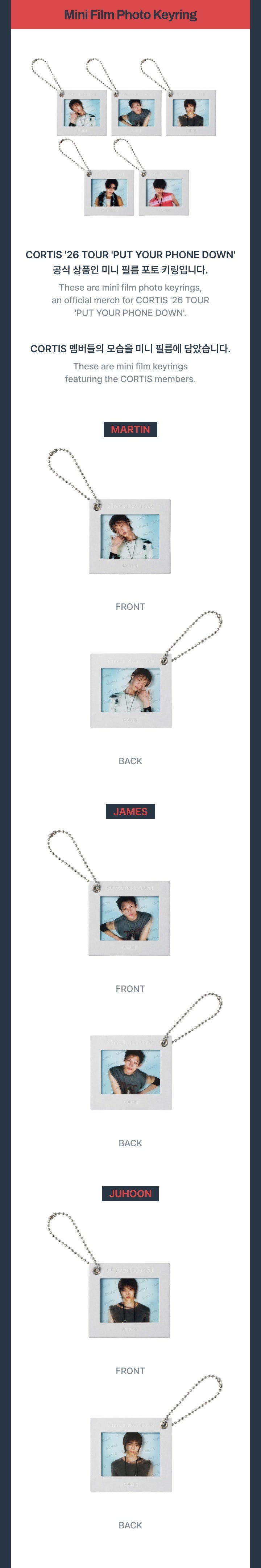 CORTIS - MINI FILM PHOTO KEYRING ['26 CORTIS TOUR : PUT YOUR PHONE DOWN MD]