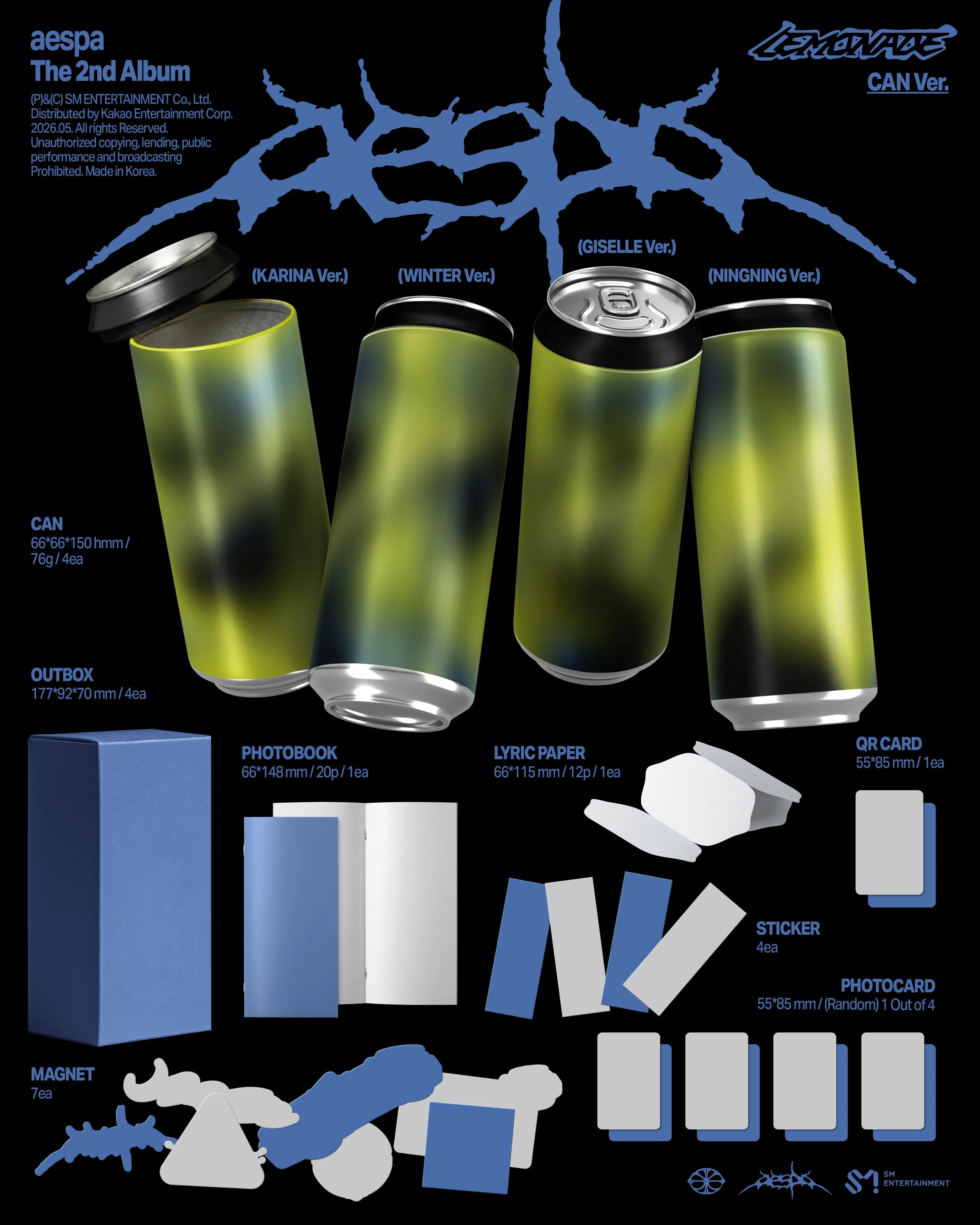 AESPA - The 2nd Album [LEMONADE] (CAN Ver.) (Smart Album) - YES24 POB