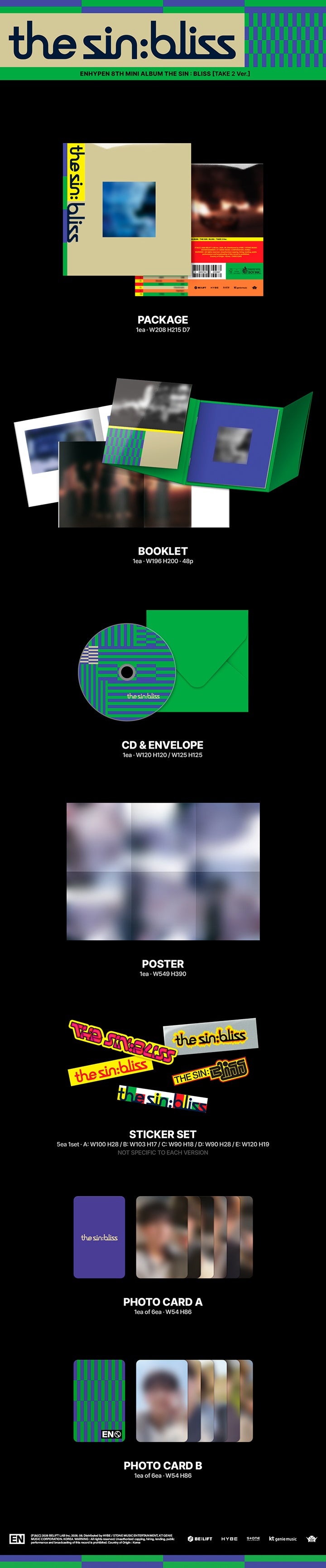 ENHYPEN - 8TH MINI ALBUM [THE SIN : BLISS] (SET) + MUSICPLANT POB PHOTOCARD