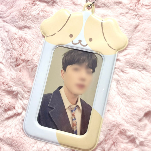 Jelly Beige Puppy Photocard Holder Keyring