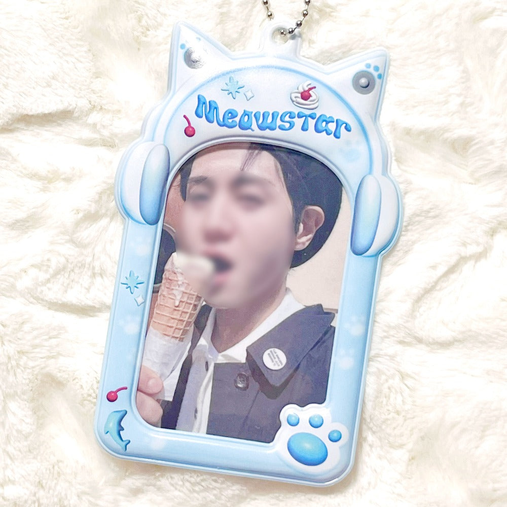 Myousta Blue Cherry Photocard Holder Keyring