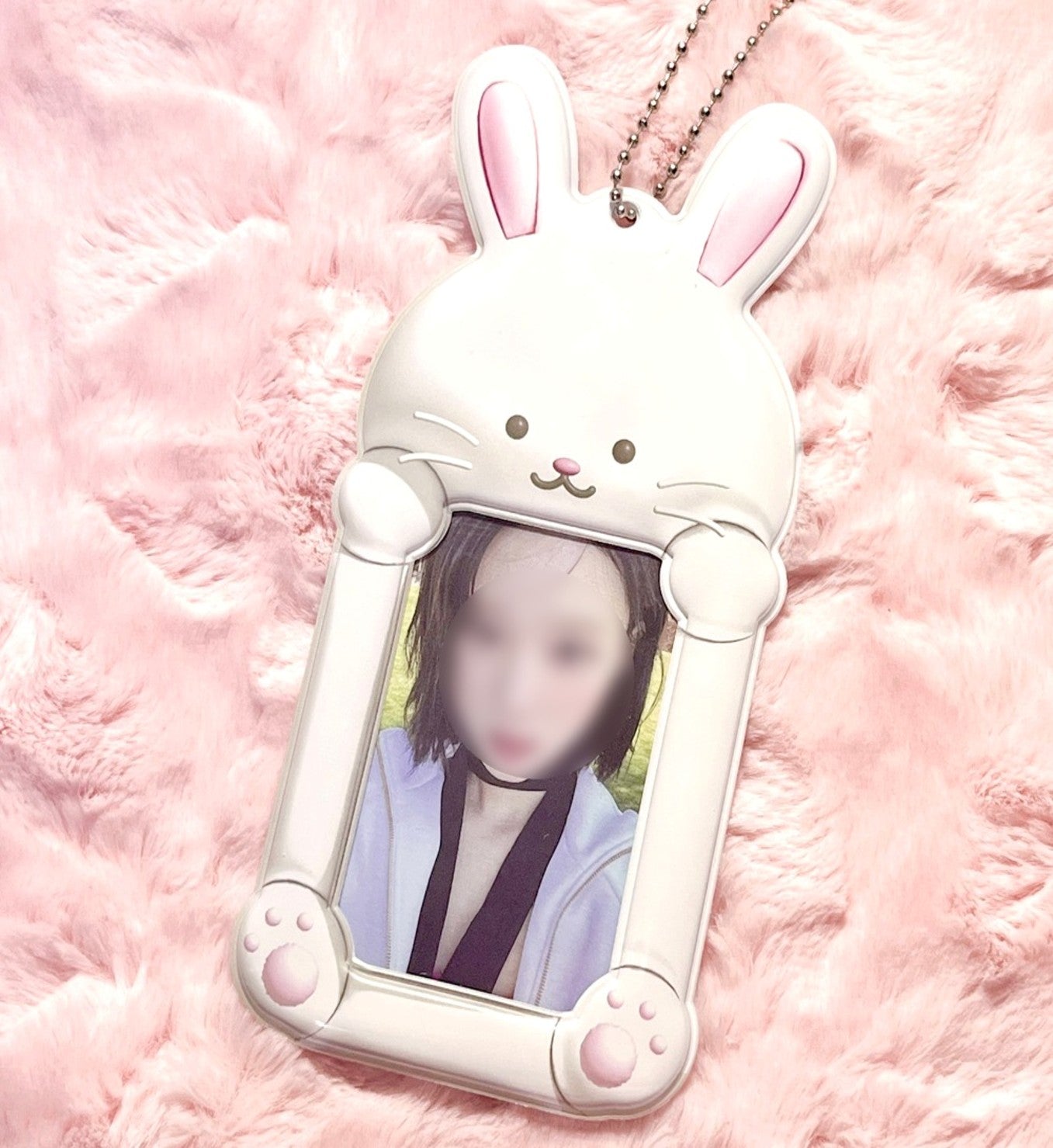 Soft White Rabbit Photocard Holder Keyring