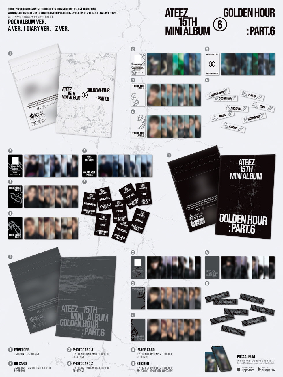 ATEEZ - 15TH MINI ALBUM [GOLDEN HOUR : PART.6] (POCAALBUM) (A1-6B13-128) - image 2 [5a09f4d19c80]