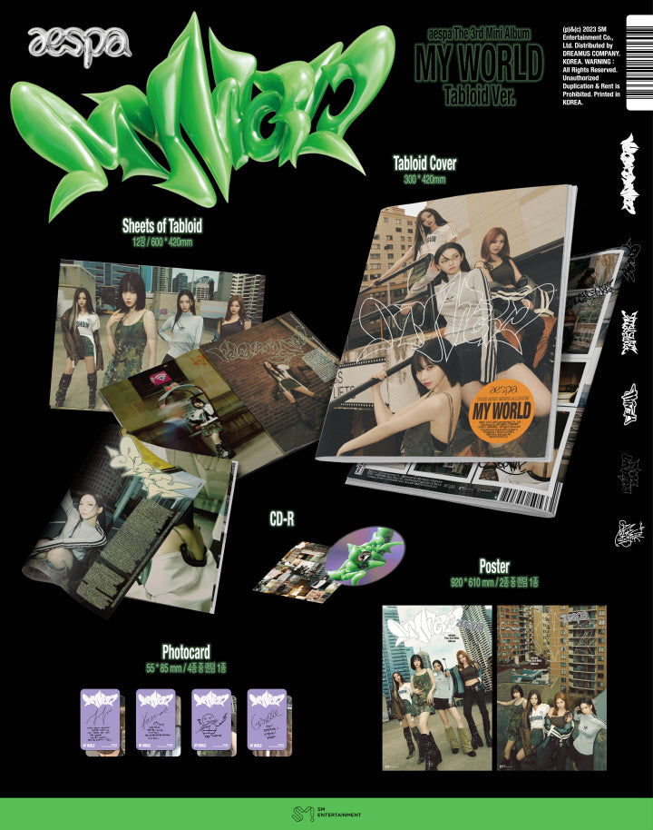 AESPA - MY WORLD (3RD MINI ALBUM) [TABLOID VER.] (A4-3509-195) - image 2 [f8f31edb75ae]