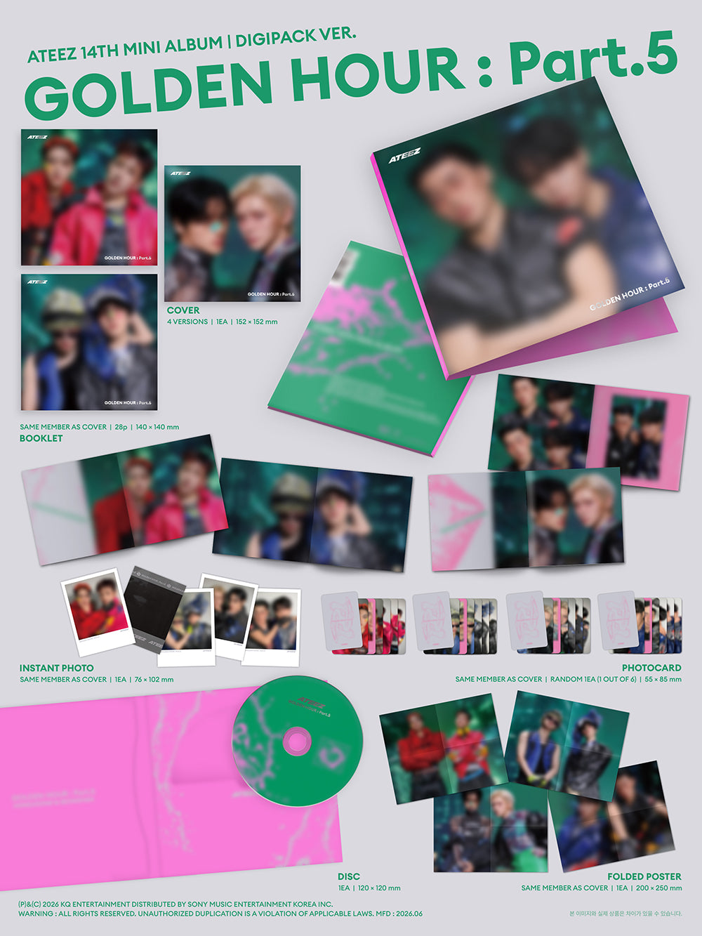 ATEEZ - 14TH MINI ALBUM [GOLDEN HOUR : Part.5] (DIGIPACK UNIT Ver.) - FROMM POB
