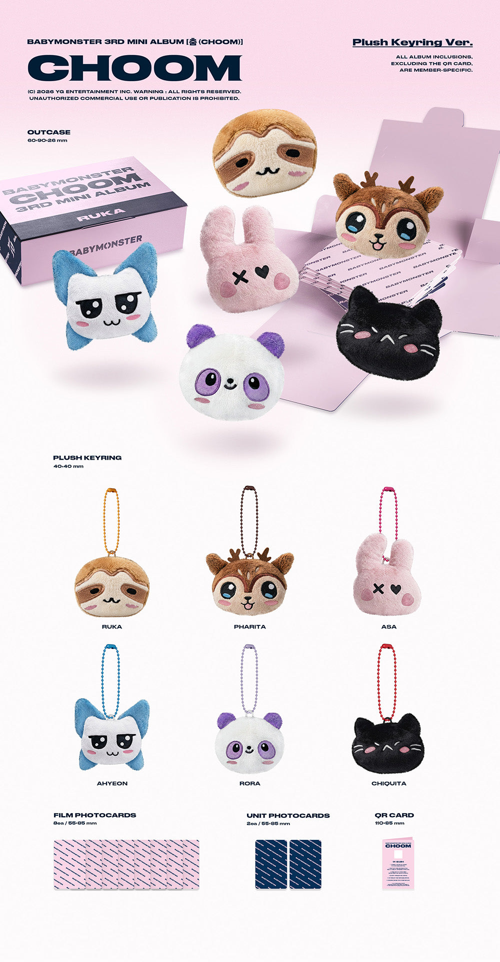 BABYMONSTER - 3RD MINI ALBUM [CHOOM] PLUSH KEYRING VER.