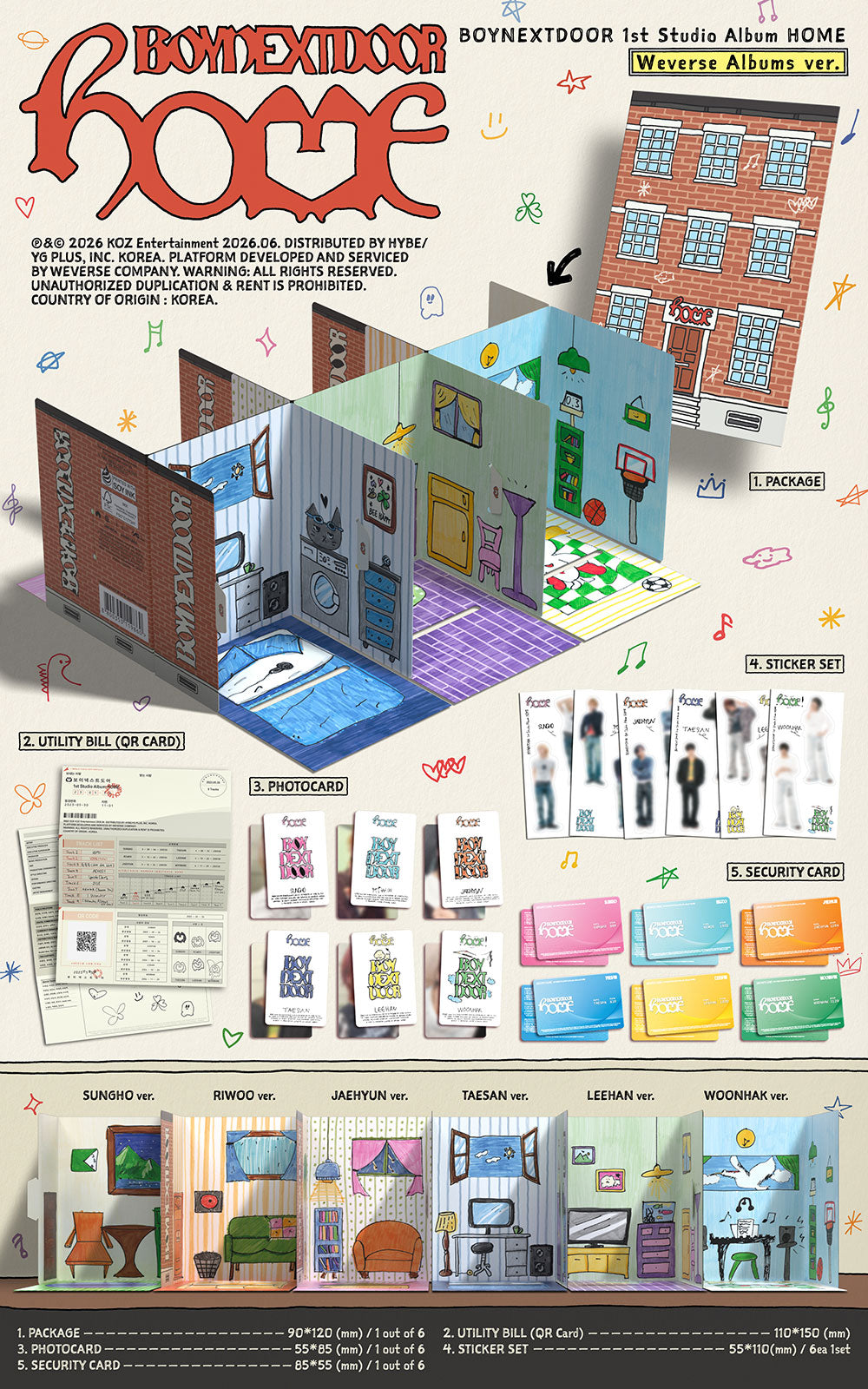 BOYNEXTDOOR - 1ST STUDIO ALBUM [HOME] (WEVERSE ALBUMS VER.)