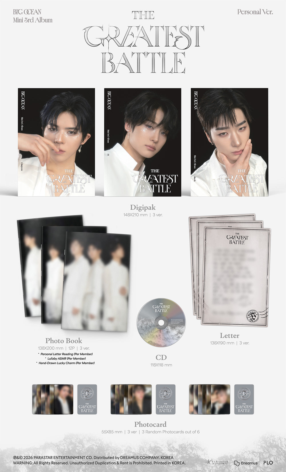 BIG OCEAN - THE GREATEST BATTLE (PERSONAL VER.) [3RD MINI ALBUM]+ APPLEMUSIC POB PHOTOCARD