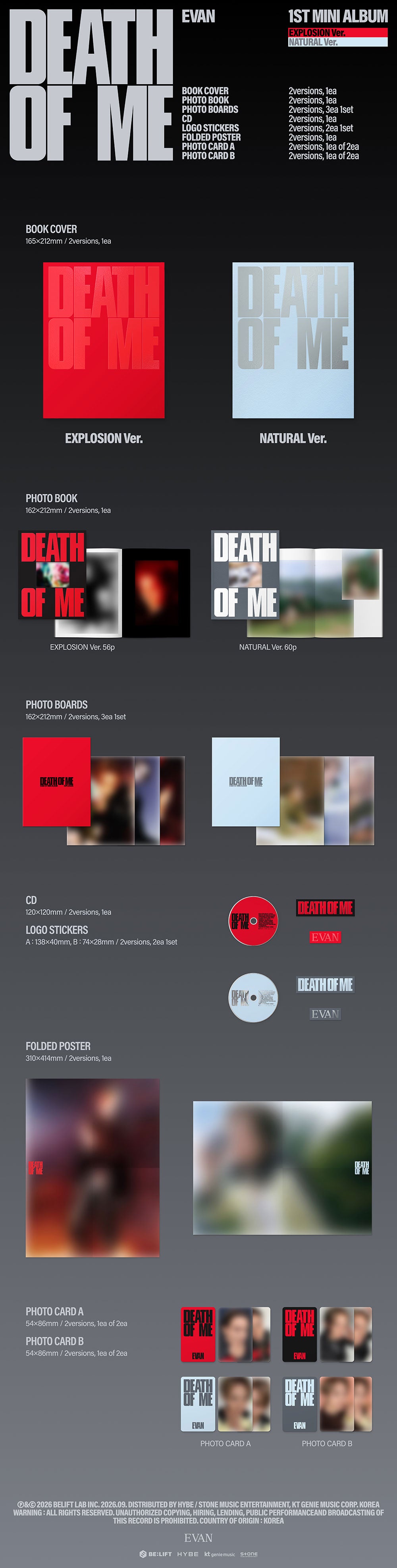 EVAN (LEE HEESEUNG) - DEATH OF ME (1ST MINI ALBUM)