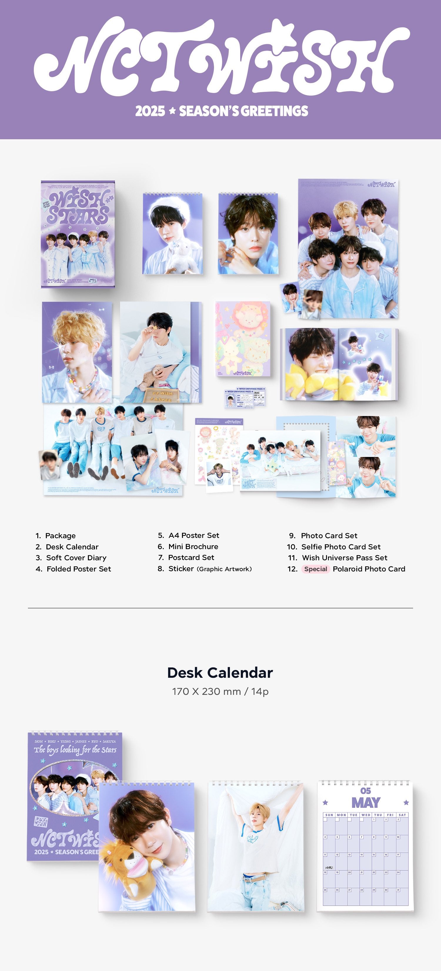 [PRE-ORDER] NCT WISH - 2025 SEASON'S GREETINGS + POB PHOTOCARD SET