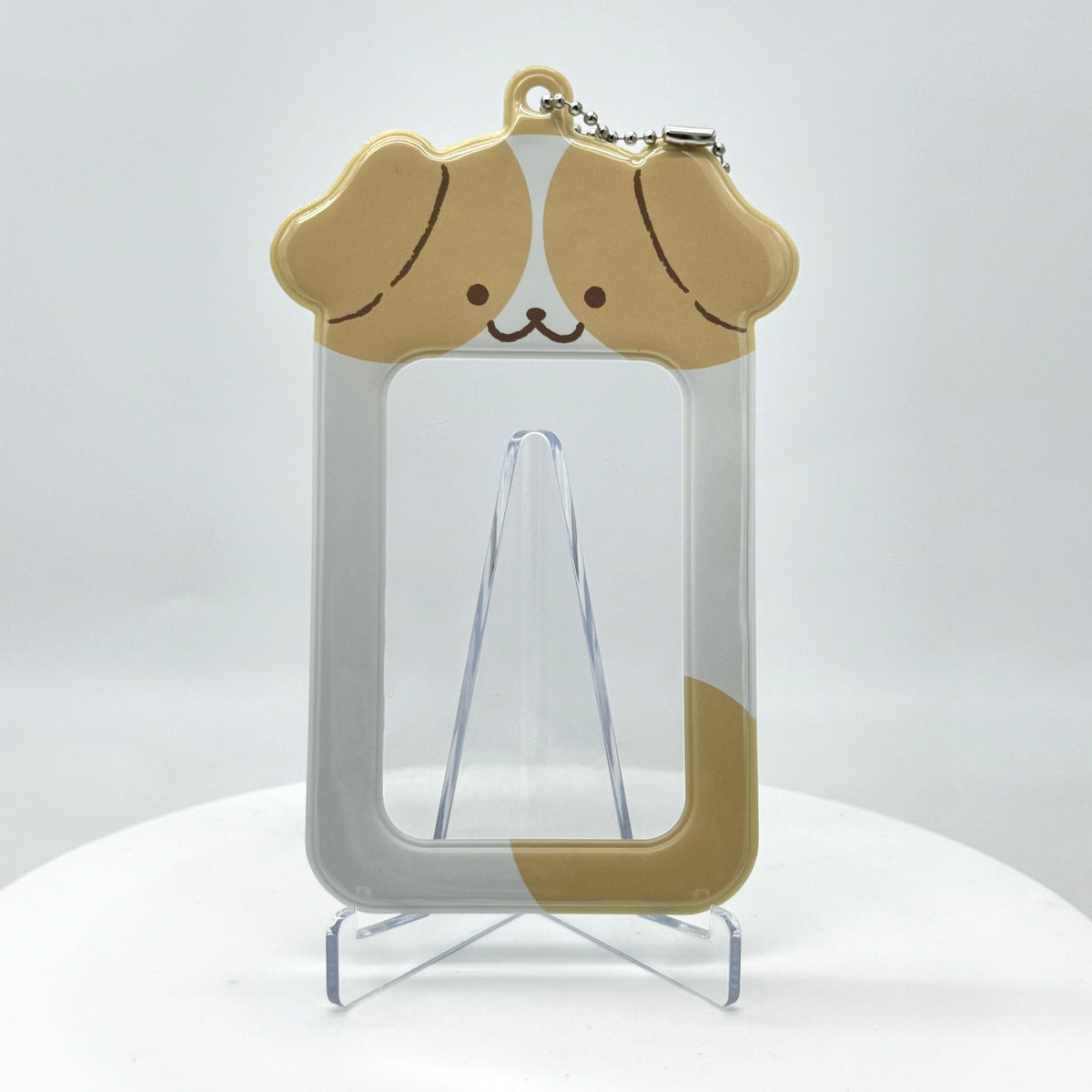 Jelly Beige Puppy Korean Photocard Holder Keyring