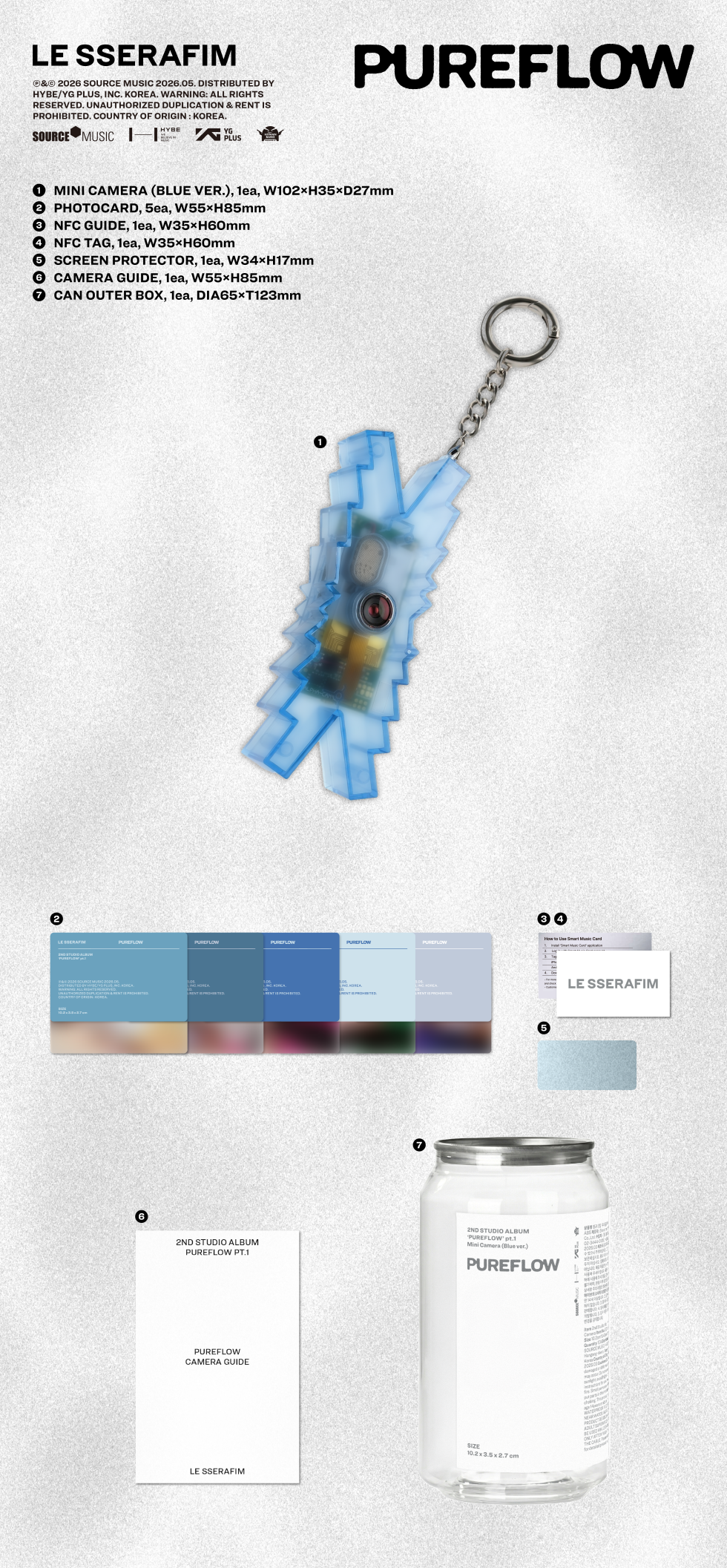 LE SSERAFIM - 2ND STUDIO ALBUM [PUREFLOW PT.1] (MINI CAMERA VER.)
