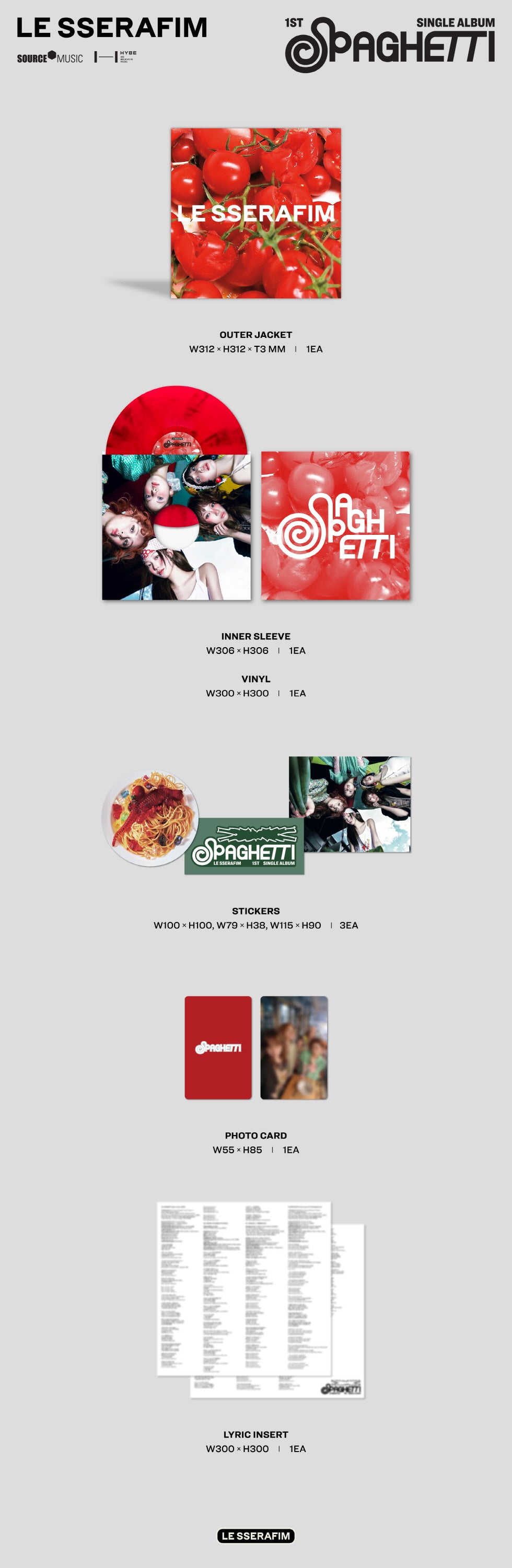 [PRE-ORDER] LE SSERAFIM - 1ST SINGLE ALBUM [SPAGHETTI] VINYL