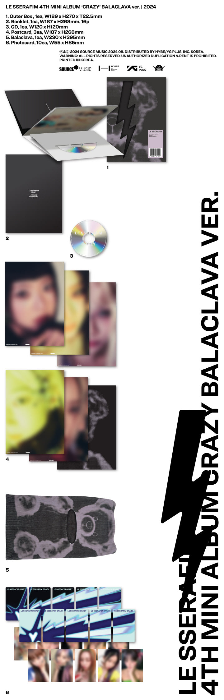 LE SSERAFIM - 4TH MINI ALBUM [CRAZY] (BALACLAVA VER.) (L1-4830-114) - image 2 [3921d625530f]