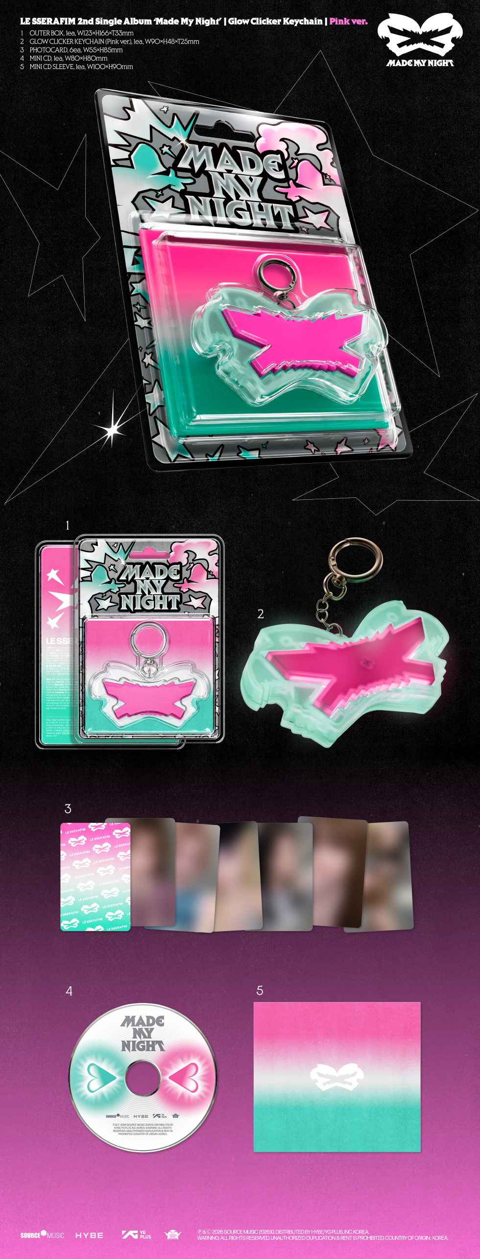 LE SSERAFIM - 2ND SINGLE ALBUM [MADE MY NIGHT] GLOW CLICKER KEYCHAIN (L1-6A23-110) - image 2 [af402615c93c]