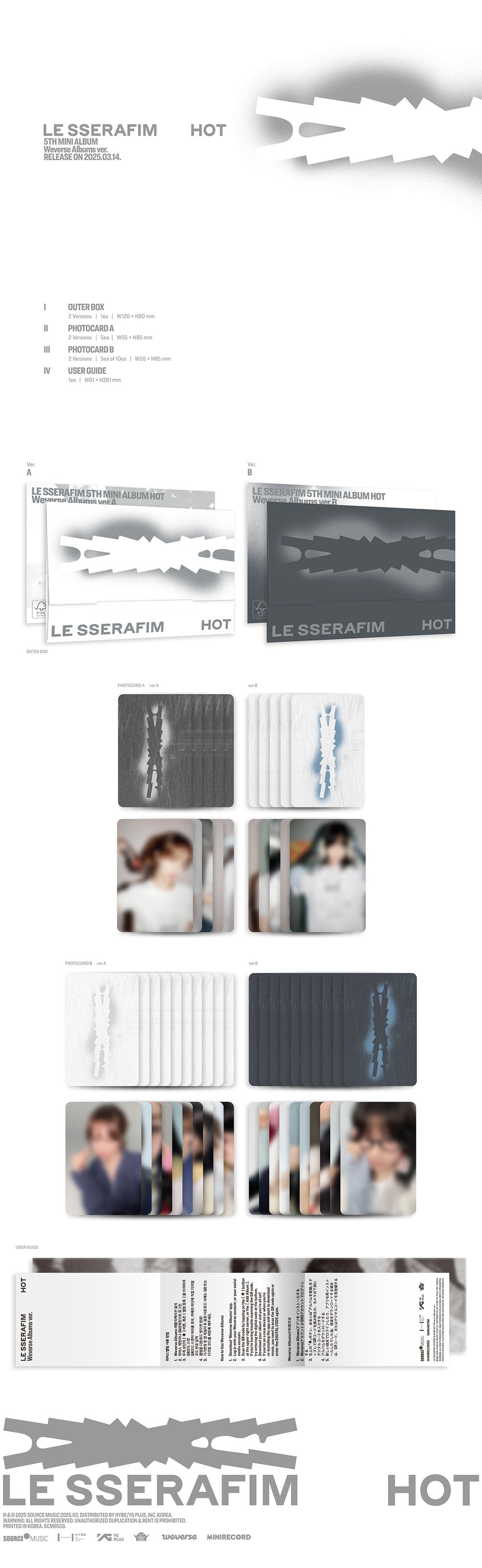 [PRE-ORDER] LE SSERAFIM -  HOT (WEVERSE ALBUMS VER.) [5TH MINI ALBUM]