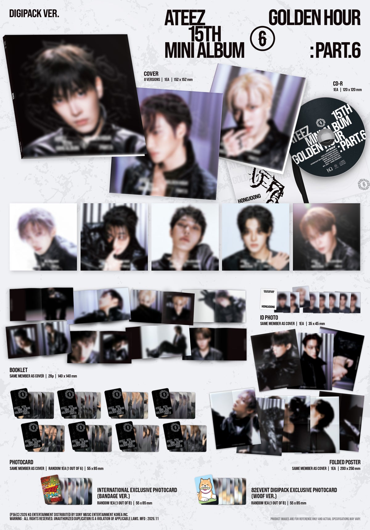 ATEEZ - 15TH MINI ALBUM [GOLDEN HOUR : PART.6] (DIGIPACK VER.) + HELLO82 EXCLUSIVE GIFT