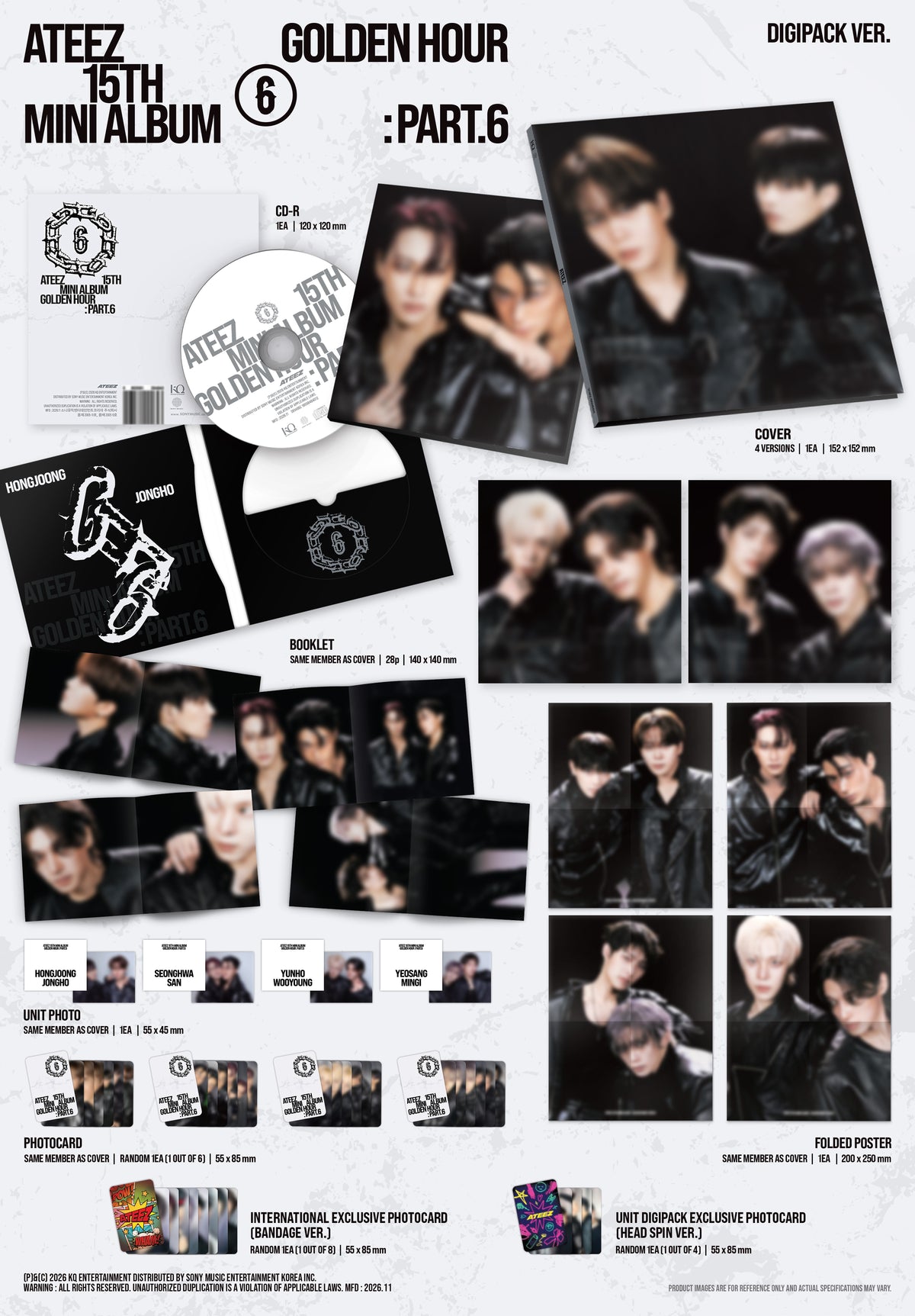 ATEEZ - 15TH MINI ALBUM [GOLDEN HOUR : PART.6] (DIGIPACK UNIT VER.) + HELLO82 EXCLUSIVE GIFT