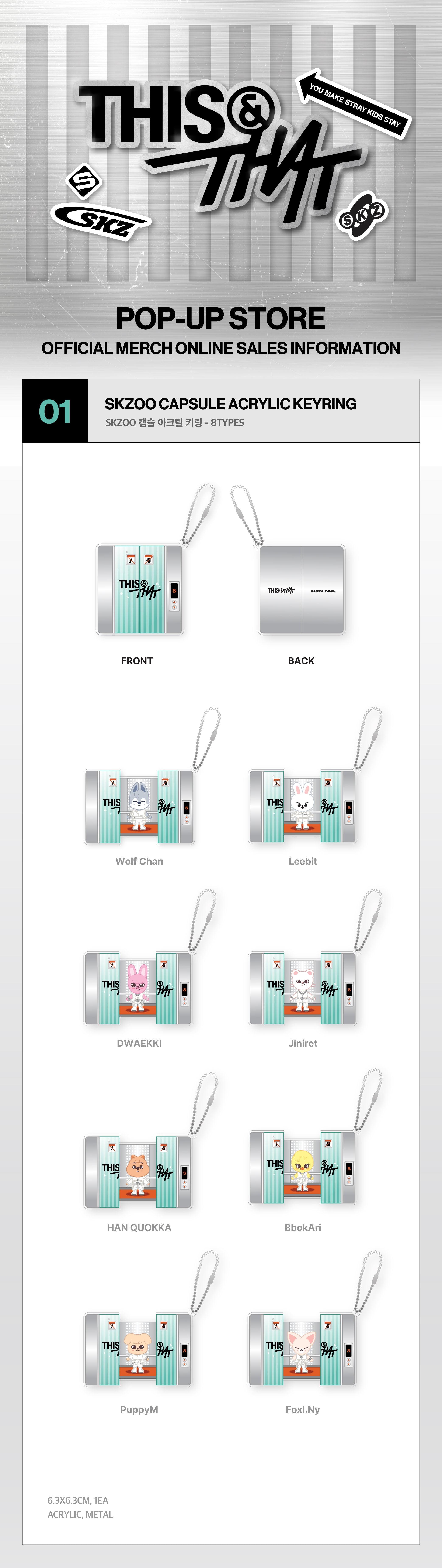 Stray Kids - SKZOO CAPSULE ACRYLIC KEYRING - Week1 THIS & THAT POP-UP MD (S1-6B29-2129) - image 2
