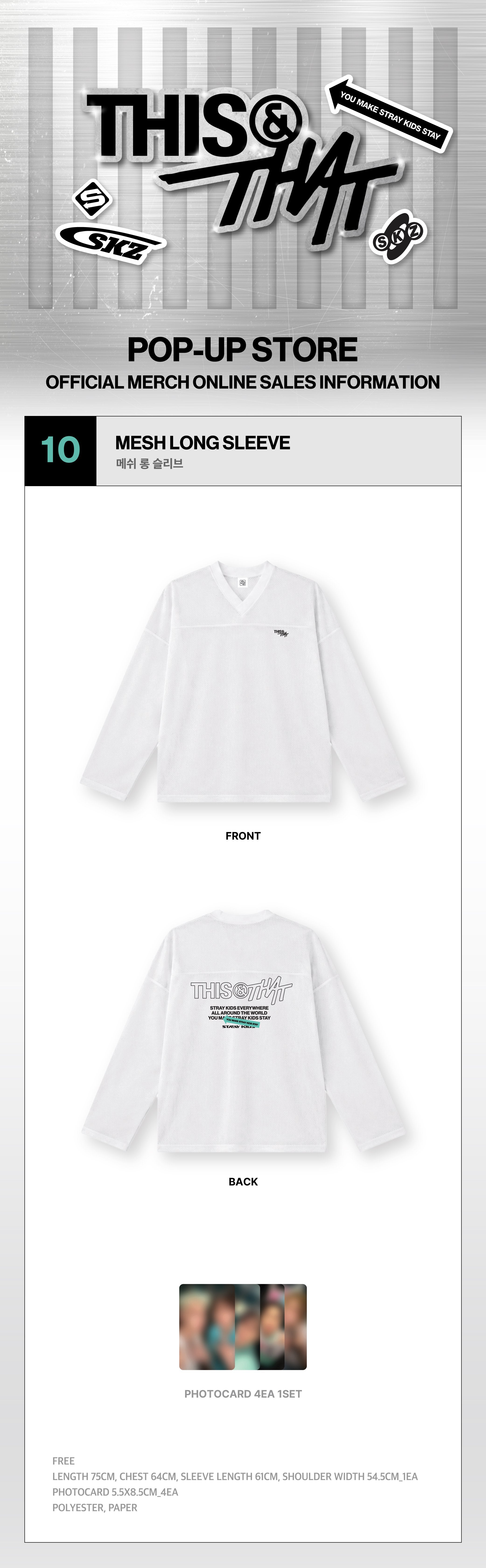 Stray Kids - MESH LONG SLEEVE - Week1 THIS & THAT POP-UP MD (S1-6B29-269) - image 2