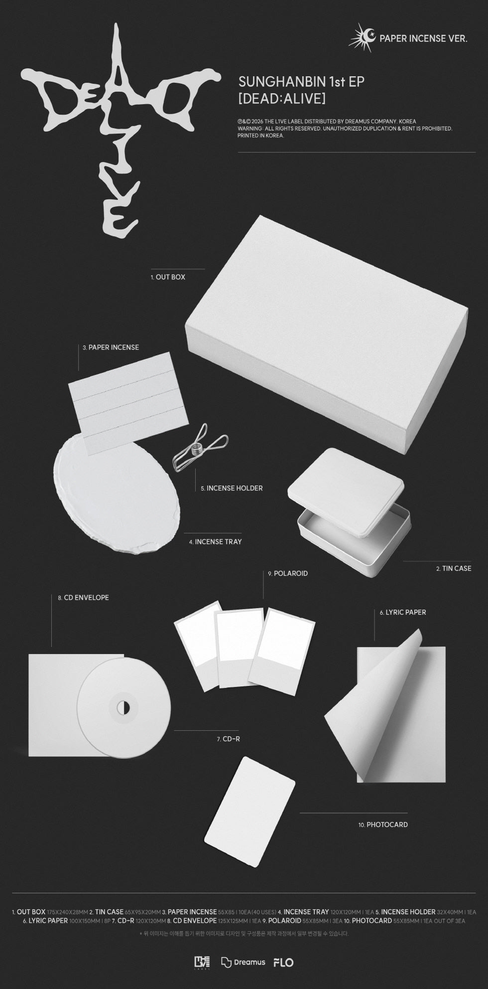 SUNGHANBIN - 1ST EP ALBUM [DEAD:ALIVE] (PAPER INCENSE VER.) (S44-6A12-106) - image 2 [4c614c44c5d0]