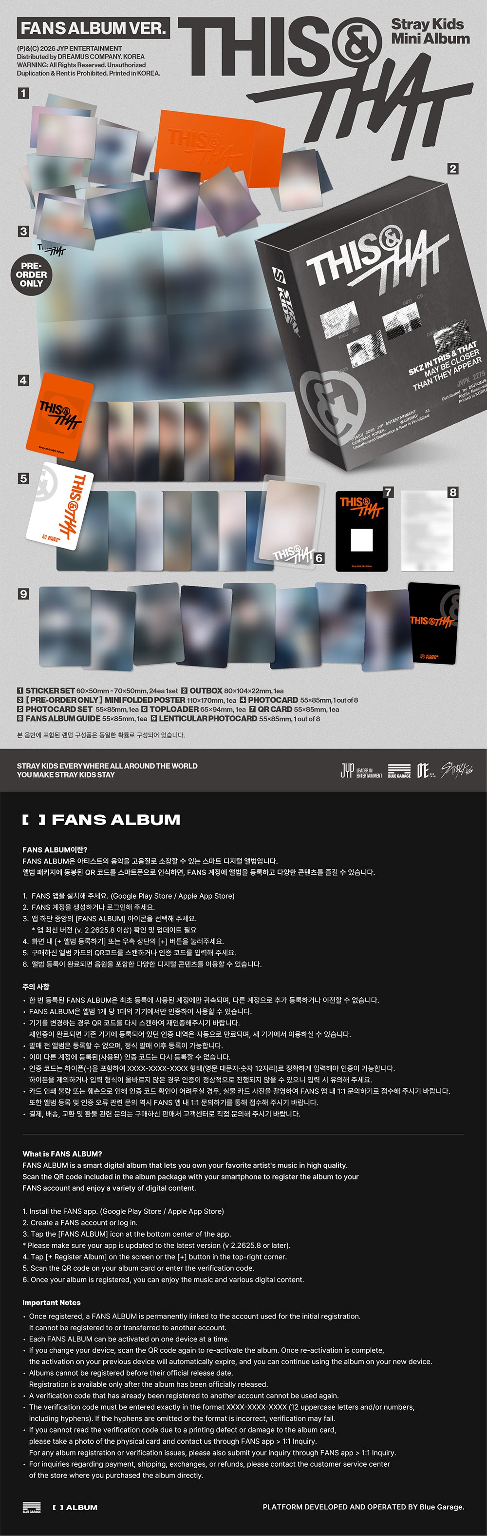 STRAY KIDS - THIS & THAT (FANS ALBUM VER.) + BLUE DREAM MEDIA POB PHOTOCARD