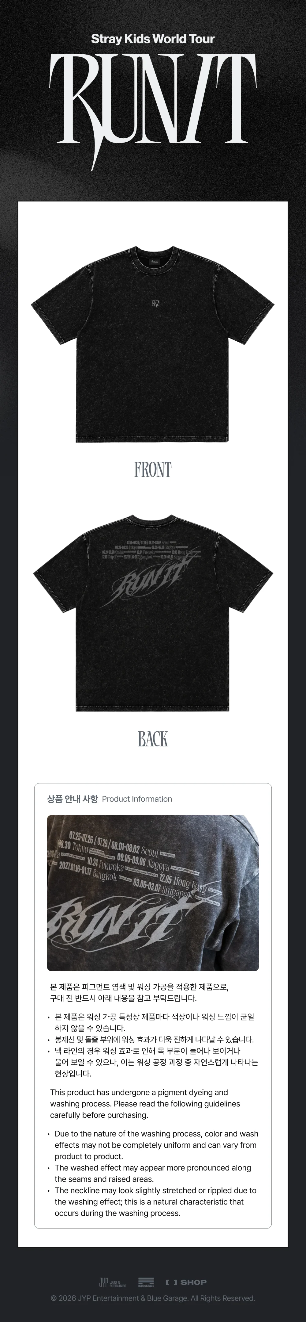 STRAY KIDS - T-SHIRT [WORLD TOUR 'RUN IT' MD]