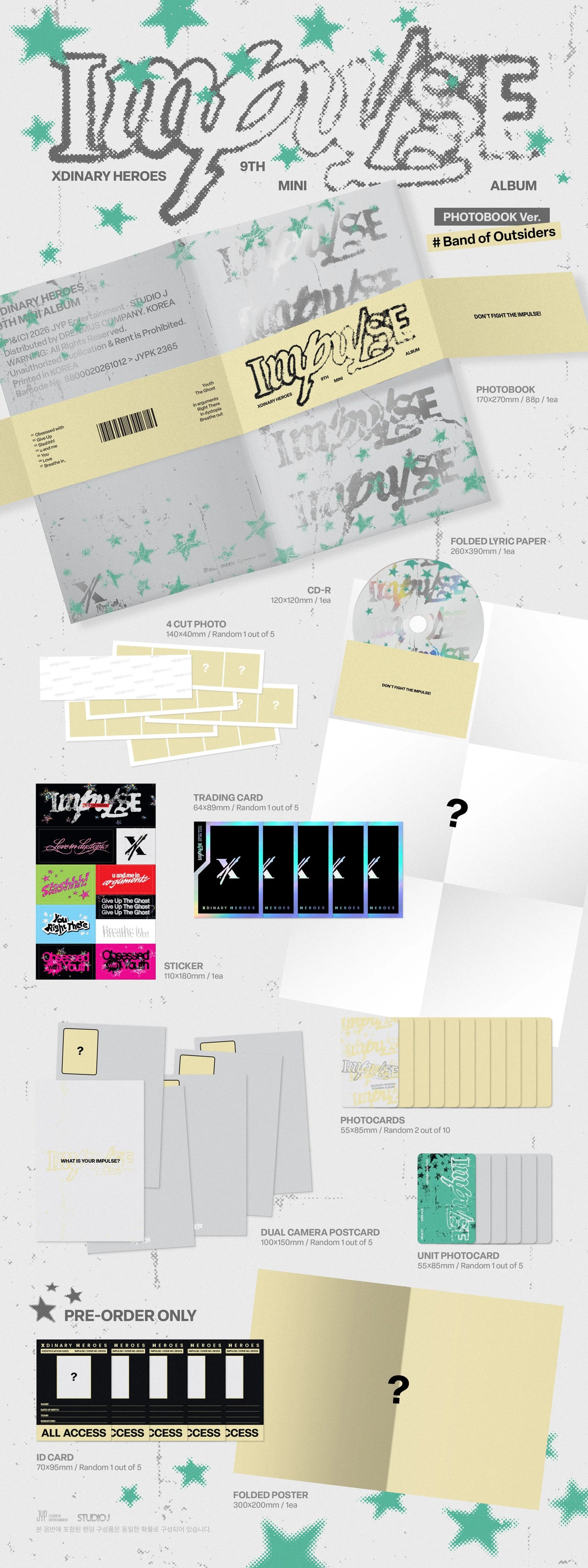 Xdinary Heroes - 9th Mini Album IMPULSE (BACKSTAGE Ver. / Band of Outsiders Ver.) + FANS SHOP POB (X1-6A14-203) - image 3