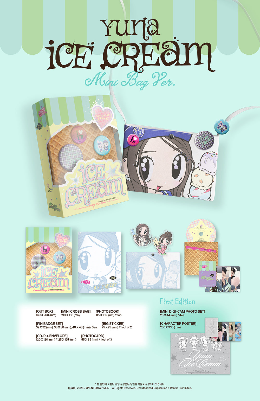 YUNA (ITZY) - 1ST MINI ALBUM [ICE CREAM] MINI BAG VER. (MD VER.)