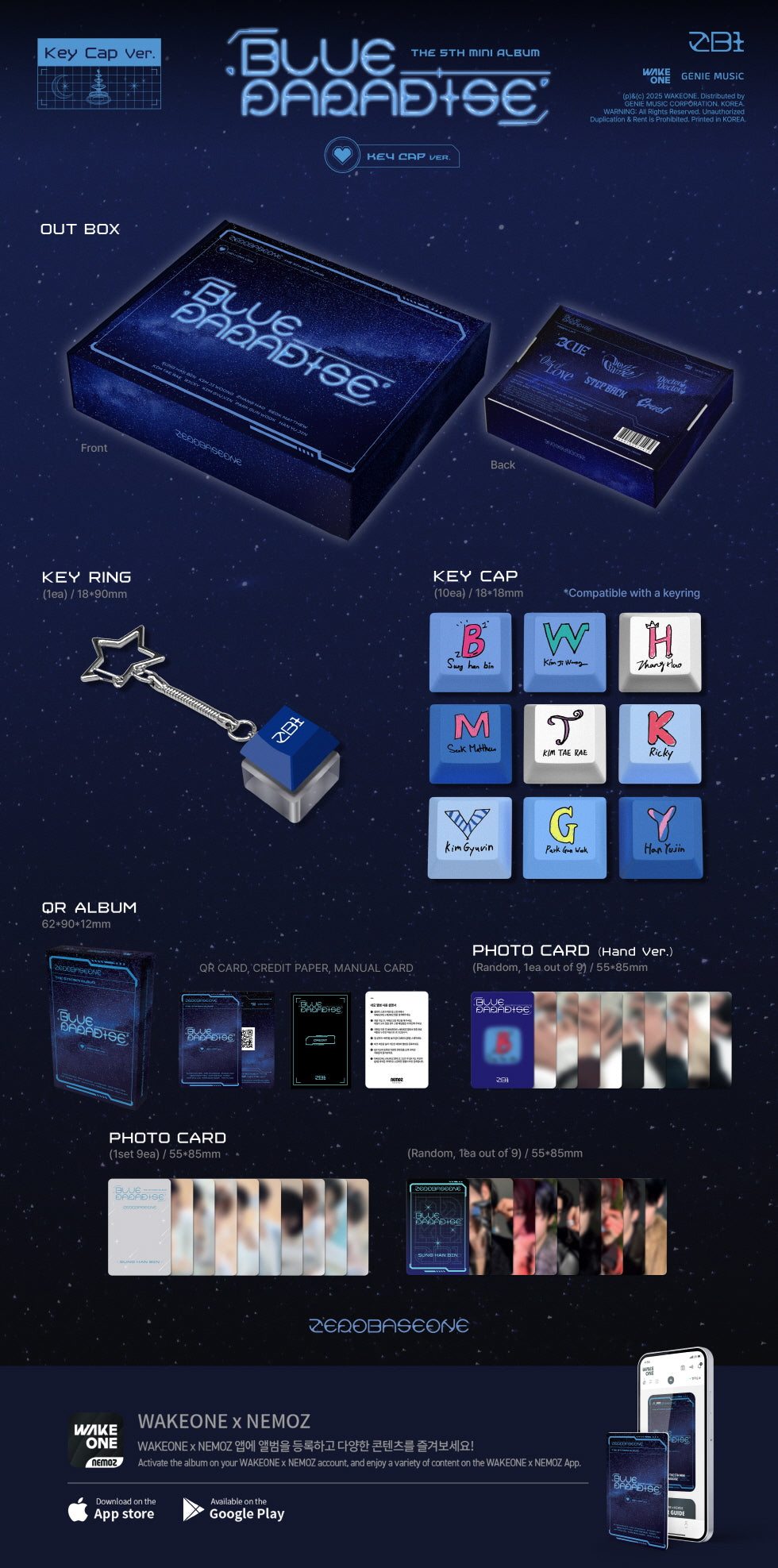 ZEROBASEONE - 5TH MINI ALBUM [BLUE PARADISE] KEY CAP VER. (Z1-5225-103) - image 2 [6b99f1370b3b]