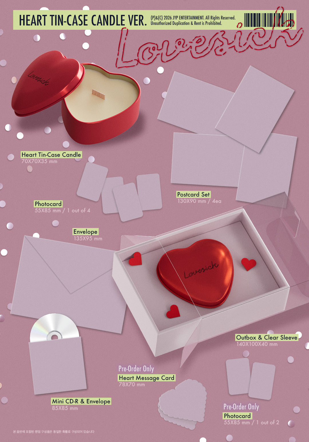 CHAERYEONG - 1ST MINI ALBUM [LOVESICK] (HEART TIN-CASE CANDLE VER.)