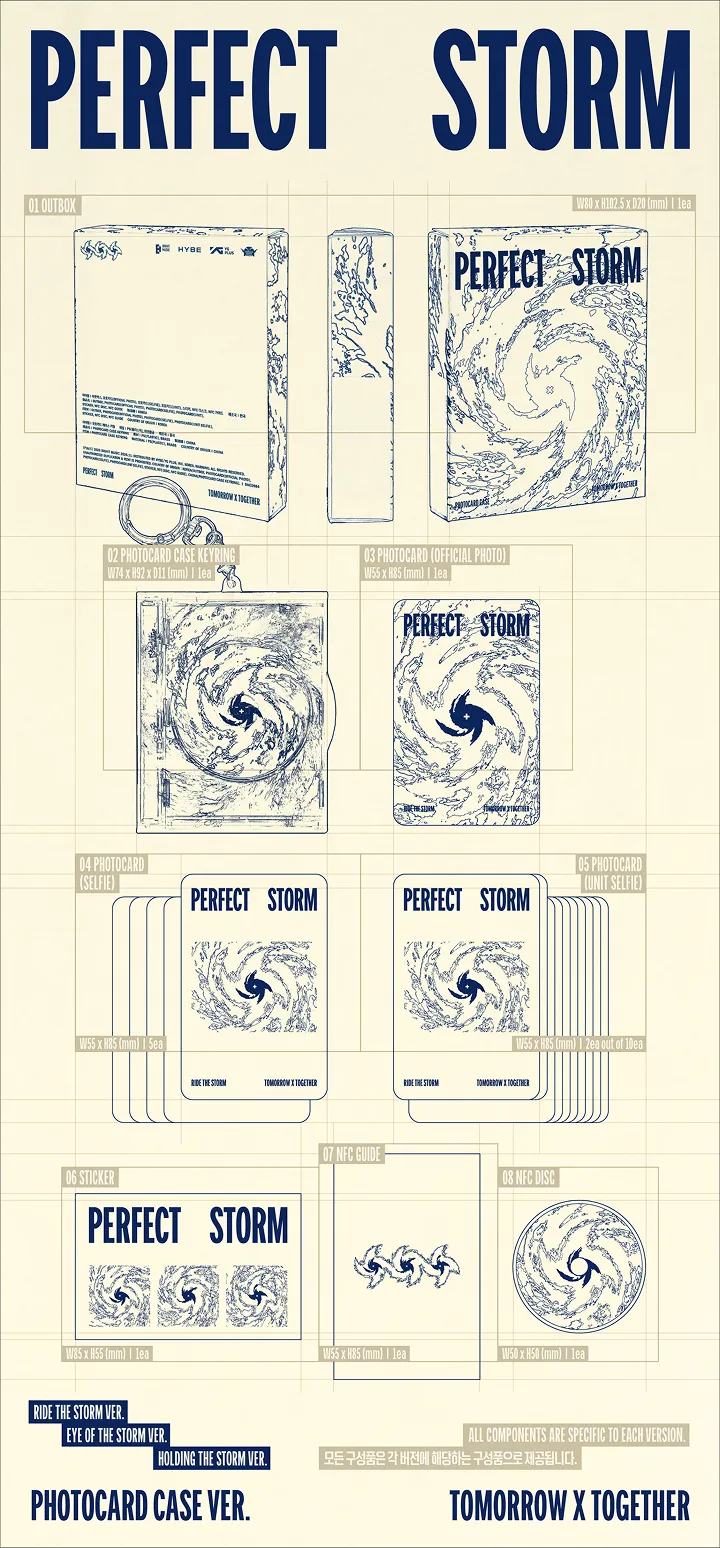 TOMORROW X TOGETHER - 9th Mini Album 'PERFECT STORM' (Photocard Case Ver.) (Set) - Details