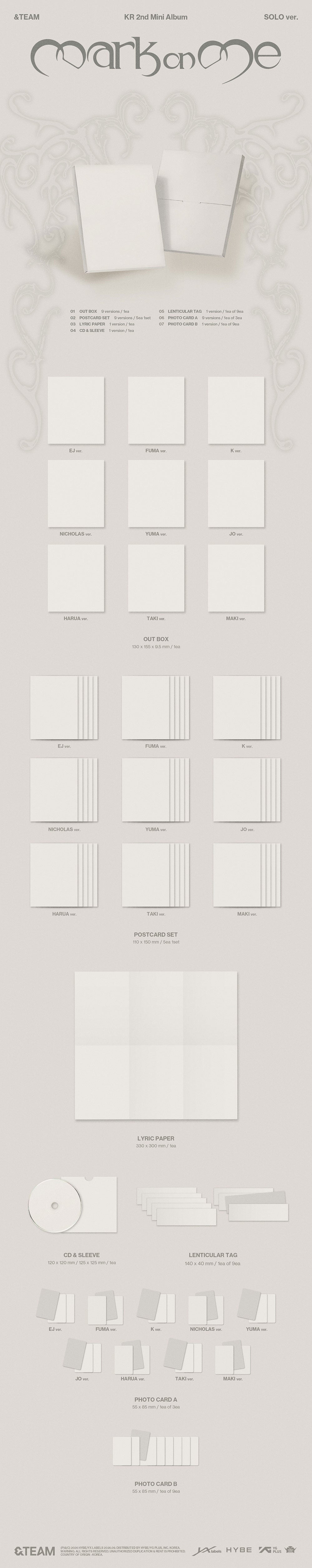 &TEAM - MARK ON ME (2ND KOREAN MINI ALBUM) (SOLO VER.)