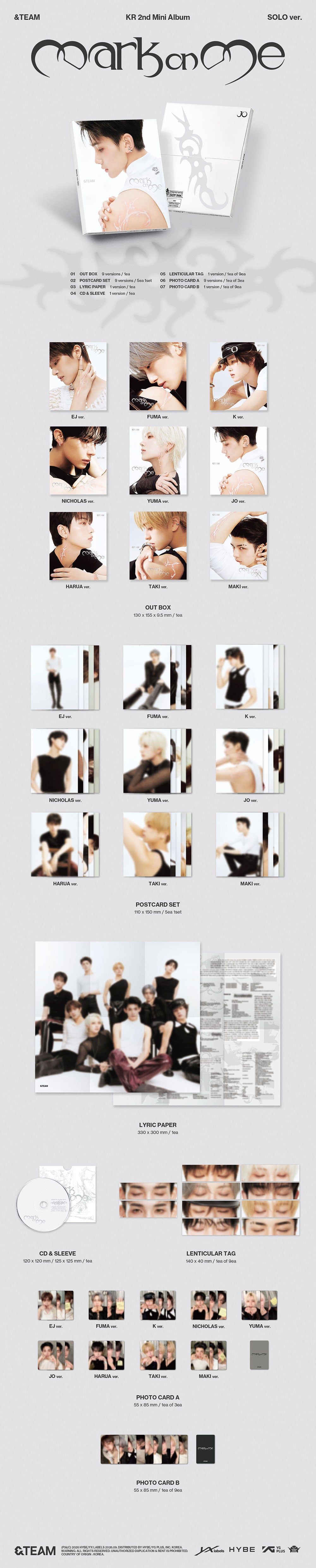 &TEAM - MARK ON ME (2ND KOREAN MINI ALBUM) (SOLO VER.)