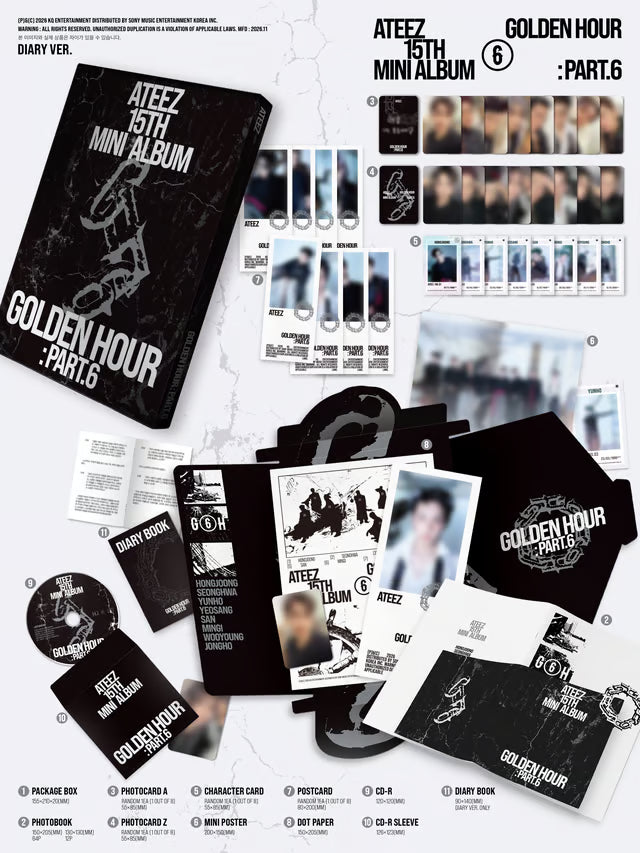 ATEEZ - 15TH MINI ALBUM [GOLDEN HOUR : PART.6] STANDARD VERSION + APPLEMUSIC GIFT