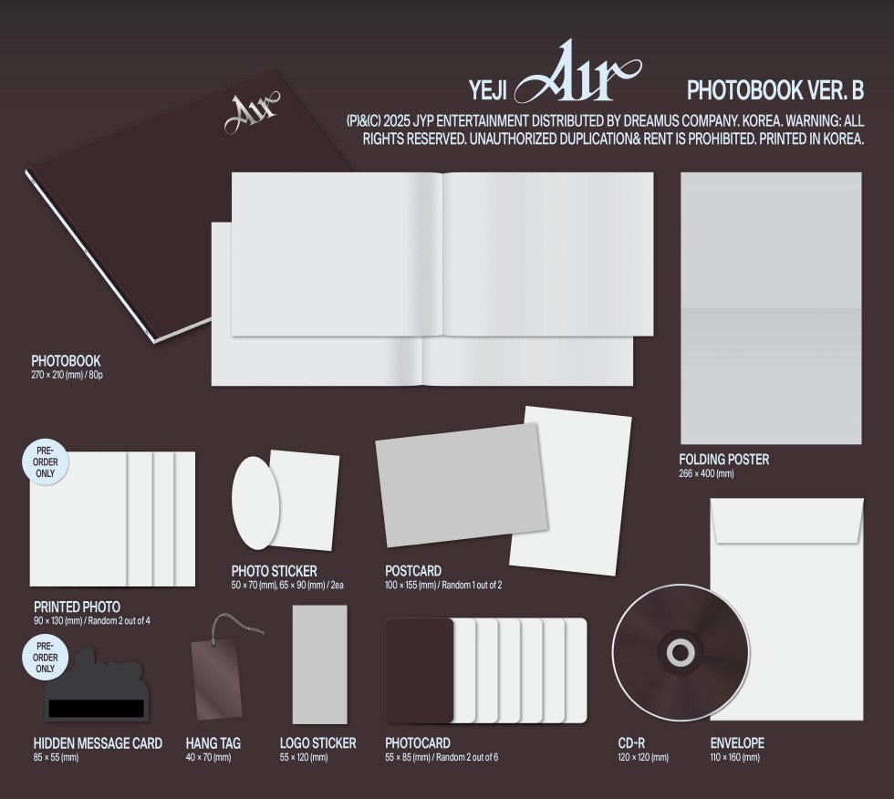 [PRE-ORDER] YEJI (ITZY) - AIR (PHOTOBOOK VER.) [1ST MINI ALBUM] + MAKESTAR POB PHOTOCARD